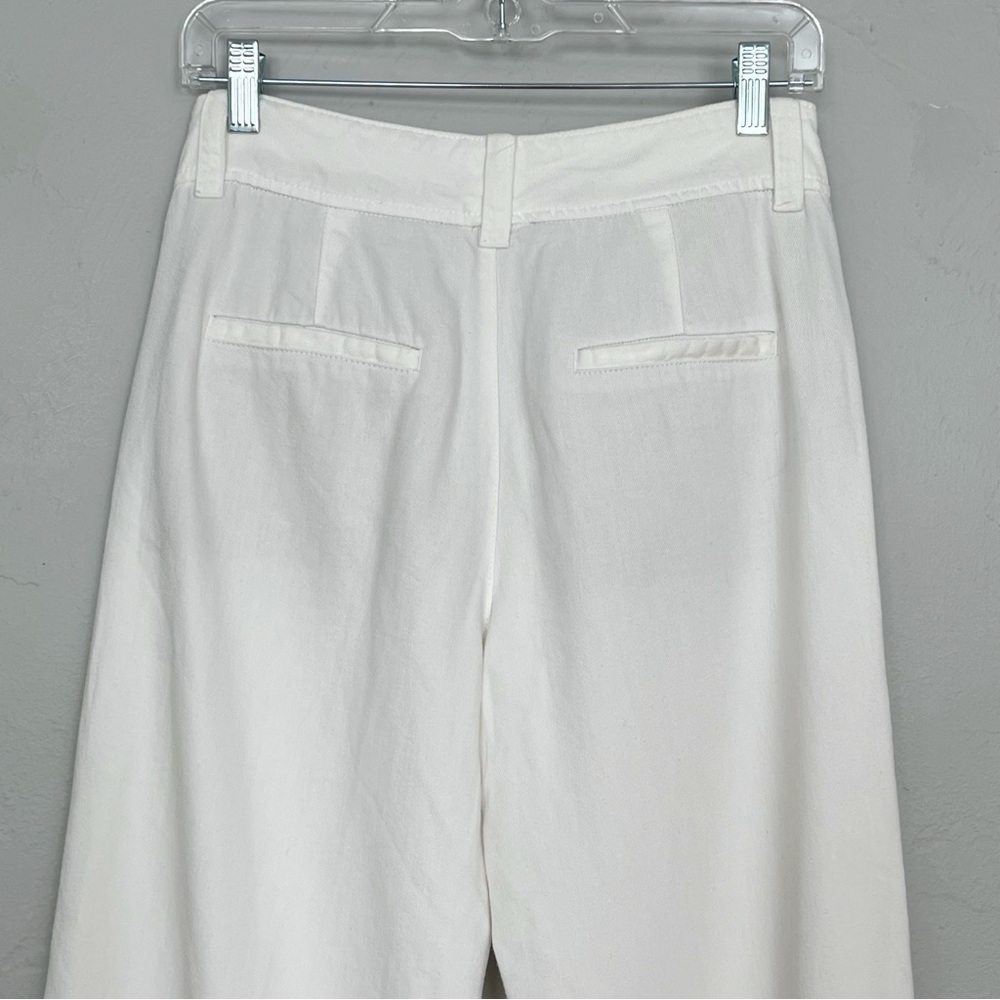 Vince White High Waist Straight Leg Pants Sz 4 Linen Blend - Picture 11 of 13